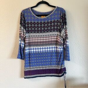 Ruby Rd. Vibrant Patterned Long Sleeve Top